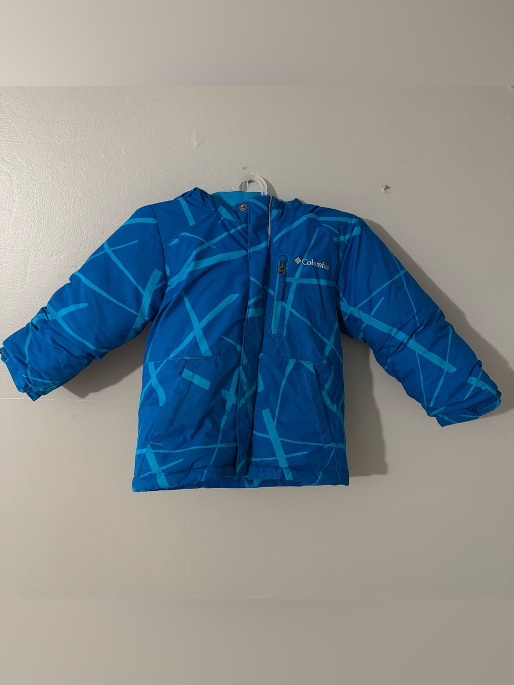 Columbia Boys' Lightning Lift II Winter Jacket with a Geometric Pattern Blue 3T